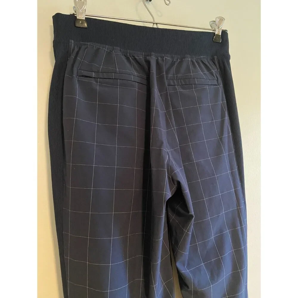 ATHLETA Brooklyn Textured Ankle Pant- Windowpane Navy - Size 4